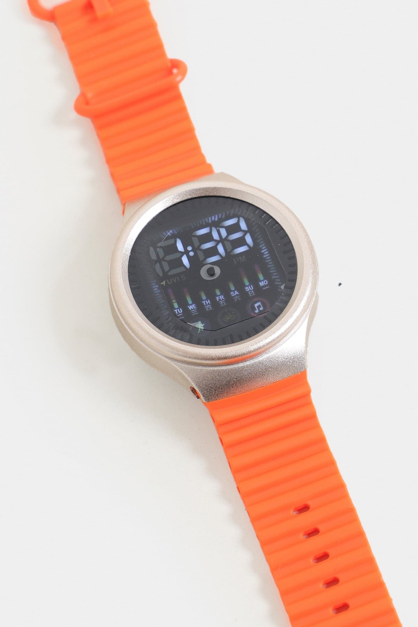 Digital Watch with Contrast Silicon Straps