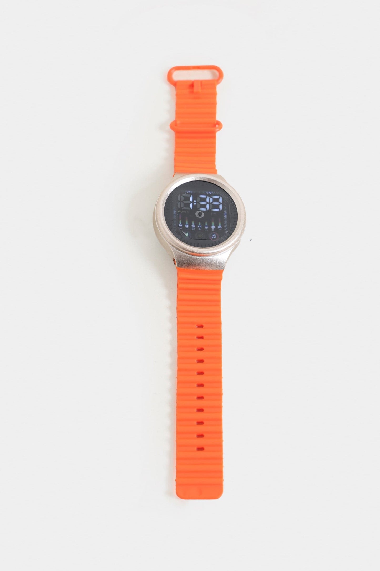 Digital Watch with Contrast Silicon Straps