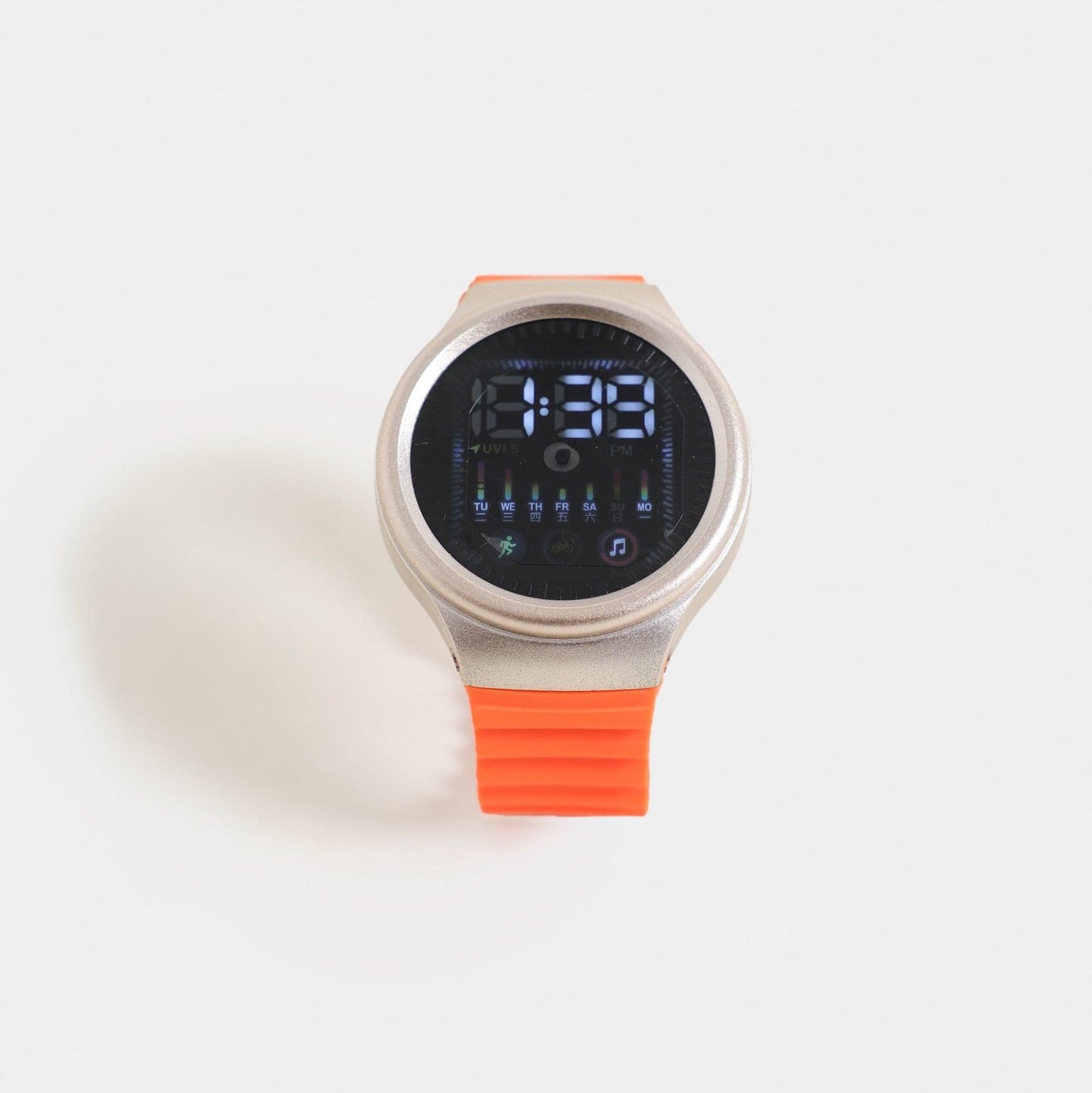 Digital Watch with Contrast Silicon Straps